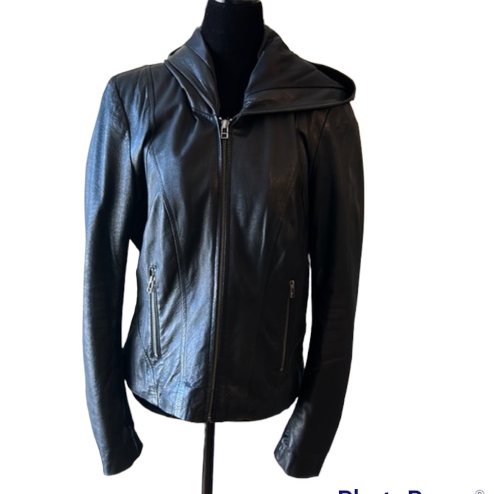 Danier Black Leather Zip-Up Jacket